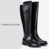 imageVepose Womens 9662 Knee High Boots Casual Tall Riding Boots Low Flat Heel Wide Calf and Inner ZipperKnee High Boots9662black Pu