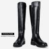 imageVepose Womens 9662 Knee High Boots Casual Tall Riding Boots Low Flat Heel Wide Calf and Inner ZipperKnee High Boots9662black Pu