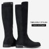 imageVepose Womens 9662 Knee High Boots Casual Tall Riding Boots Low Flat Heel Wide Calf and Inner ZipperKnee High Boots9662black Suede