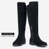 imageVepose Womens 9662 Knee High Boots Casual Tall Riding Boots Low Flat Heel Wide Calf and Inner ZipperKnee High Boots9662black Suede