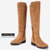 imageVepose Womens 9662 Knee High Boots Casual Tall Riding Boots Low Flat Heel Wide Calf and Inner ZipperKnee High Boots9662camel