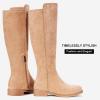 imageVepose Womens 9662 Knee High Boots Casual Tall Riding Boots Low Flat Heel Wide Calf and Inner ZipperKnee High Boots9662sand
