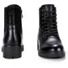 imageVepose Womens Ankle Boots Combat Lace up Booties with Inside ZipperLeather916lblack
