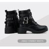 imageVepose Womens Ankle Boots Combat Lace up Booties with Inside ZipperMoto Boots919black