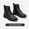imageVepose Womens Ankle Boots Lace up Flat Fashion Combat Booties Low HeelAnkle Booties910black