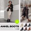imageVepose Womens Ankle Boots Lace up Flat Fashion Combat Booties Low HeelAnkle Booties910black