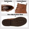imageVepose Womens Ankle Boots Lace up Flat Fashion Combat Booties Low HeelAnkle Booties910brown