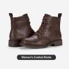 imageVepose Womens Ankle Boots Lace up Flat Fashion Combat Booties Low HeelAnkle Booties910coffee