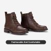 imageVepose Womens Ankle Boots Lace up Flat Fashion Combat Booties Low HeelAnkle Booties910coffee