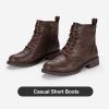 imageVepose Womens Ankle Boots Lace up Flat Fashion Combat Booties Low HeelAnkle Booties910coffee