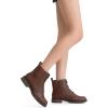 imageVepose Womens Ankle Boots Lace up Flat Fashion Combat Booties Low HeelAnkle Booties910cognac