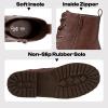 imageVepose Womens Ankle Boots Lace up Flat Fashion Combat Booties Low HeelAnkle Booties910cognac