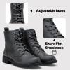 imageVepose Womens Ankle Boots Lace up Flat Fashion Combat Booties Low HeelAnkle Booties910grey