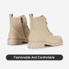 imageVepose Womens Ankle Boots Lace up Flat Fashion Combat Booties Low HeelAnkle Booties910sand