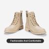 imageVepose Womens Ankle Boots Lace up Flat Fashion Combat Booties Low HeelAnkle Booties910sand