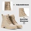 imageVepose Womens Ankle Boots Lace up Flat Fashion Combat Booties Low HeelAnkle Booties910sand