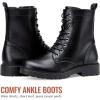 imageVepose Womens Combat Ankle Black Flat Boots Military Fashion 925 Booties Inner ZipperZipper Combat925black Pu