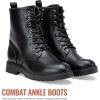 imageVepose Womens Combat Ankle Black Flat Boots Military Fashion 925 Booties Inner ZipperZipper Combat925black Pu