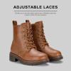 imageVepose Womens Combat Ankle Boots Lace up Classic Short Low Heel Zipper 9623 BootiesYellow Brownclassic Boots9623