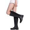 imageVepose Womens Riding Knee High Boots Calf Tall Stretch Retro Low Heel 952 Boots with ZipperBlackknitting Boots 955