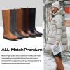 imageVepose Womens Riding Knee High Boots Calf Tall Stretch Retro Low Heel 952 Boots with ZipperBlackknitting Boots 955