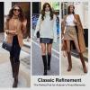 imageVepose Womens Riding Knee High Boots Calf Tall Stretch Retro Low Heel 952 Boots with ZipperBlackknitting Boots 955