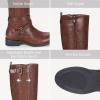 imageVepose Womens Riding Knee High Boots Calf Tall Stretch Retro Low Heel 952 Boots with ZipperCoffeeDark Brownriding Retro 952