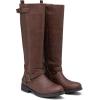 imageVepose Womens Riding Knee High Boots Calf Tall Stretch Retro Low Heel 952 Boots with ZipperCoffeeDark Brownriding Retro 952