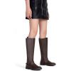 imageVepose Womens Riding Knee High Boots Calf Tall Stretch Retro Low Heel 952 Boots with ZipperCoffeeknitting Boots 955