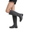 imageVepose Womens Riding Knee High Boots Calf Tall Stretch Retro Low Heel 952 Boots with ZipperGreyknitting Boots 955