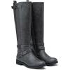 imageVepose Womens Riding Knee High Boots Calf Tall Stretch Retro Low Heel 952 Boots with ZipperGreyriding Retro 952