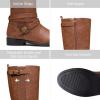 imageVepose Womens Riding Knee High Boots Calf Tall Stretch Retro Low Heel 952 Boots with ZipperYellow Brownriding Retro 952