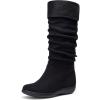 imageVepose Womens 942 Knee High Boots Suede Slouch Flat Comfort BootsSlouch Suede Boots942black