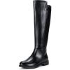 imageVepose Womens 9662 Knee High Boots Casual Tall Riding Boots Low Flat Heel Wide Calf and Inner ZipperKnee High Boots9662black Pu