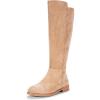 imageVepose Womens 9662 Knee High Boots Casual Tall Riding Boots Low Flat Heel Wide Calf and Inner ZipperKnee High Boots9662sand