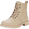 imageVepose Womens Ankle Boots Lace up Flat Fashion Combat Booties Low HeelAnkle Booties910sand