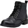 imageVepose Womens Ankle Boots Lace up Flat Fashion Combat Booties Low HeelLeather Booties910lblack