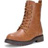 imageVepose Womens Combat Ankle Black Flat Boots Military Fashion 925 Booties Inner ZipperZipper Combat925brown