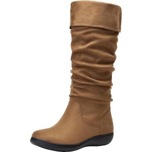 imageVepose Womens 942 Knee High Boots Suede Slouch Flat Comfort BootsSlouch Suede Boots942camel
