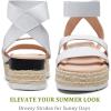 imageVepose Womens 876 Cute Platform Wedge Sandals Open Toe Espadrilles Sandals with Double Elastic StrapCute Espadrilles876white