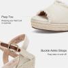 imageVepose Womens 880 Wedge Sandals Peep Toe 33quot Inch High Heel Platform Espadrilles Sandals with Ankle BuckleHigh Wedge880beige