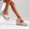 imageVepose Womens 880 Wedge Sandals Peep Toe 33quot Inch High Heel Platform Espadrilles Sandals with Ankle BuckleHigh Wedge880beige
