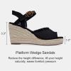 imageVepose Womens 880 Wedge Sandals Peep Toe 33quot Inch High Heel Platform Espadrilles Sandals with Ankle BuckleHigh Wedge880black