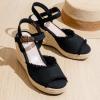 imageVepose Womens 880 Wedge Sandals Peep Toe 33quot Inch High Heel Platform Espadrilles Sandals with Ankle BuckleHigh Wedge880black