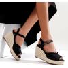 imageVepose Womens 880 Wedge Sandals Peep Toe 33quot Inch High Heel Platform Espadrilles Sandals with Ankle BuckleHigh Wedge880black