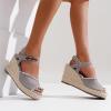 imageVepose Womens 880 Wedge Sandals Peep Toe 33quot Inch High Heel Platform Espadrilles Sandals with Ankle BuckleHigh Wedge880grey
