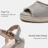 imageVepose Womens 880 Wedge Sandals Peep Toe 33quot Inch High Heel Platform Espadrilles Sandals with Ankle BuckleHigh Wedge880grey
