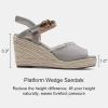 imageVepose Womens 880 Wedge Sandals Peep Toe 33quot Inch High Heel Platform Espadrilles Sandals with Ankle BuckleHigh Wedge880grey