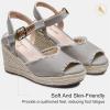 imageVepose Womens 880 Wedge Sandals Peep Toe 33quot Inch High Heel Platform Espadrilles Sandals with Ankle BuckleHigh Wedge880grey