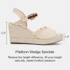 imageVepose Womens 880 Wedge Sandals Peep Toe 33quot Inch High Heel Platform Espadrilles Sandals with Ankle BuckleHigh Wedge880natural